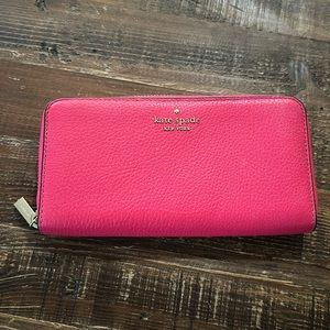 kate spade - hot pink long zip wallet